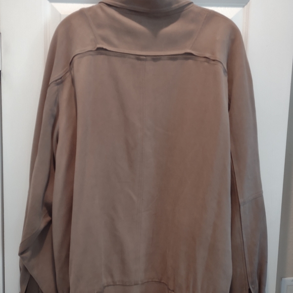 Cypress Grove Taupe 100% Silk Bomber Jacket - Picture 5 of 12